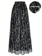 EMERY ROSE Women Casual Elastic Waist Full Allover Print A-Line Skirt, Suitable For Daily Wear And Outings, Autumn Maxi Women Outfit